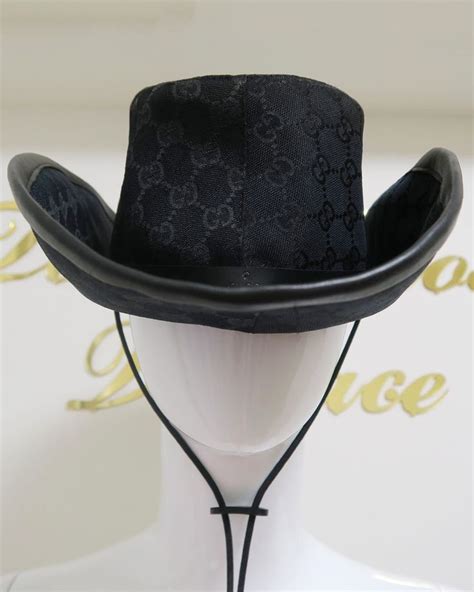 gucci cowboy hat black men|white double chain cowboy hat.